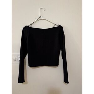 Zara Black Cropped Sweater Cardigan Cross Back Size M